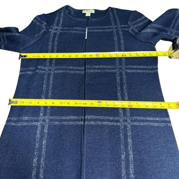 Appleseeds Coat Women's Jacket Windowpane Blue Wool Blend M Classic Quiet Luxury - Picture 5 of 10